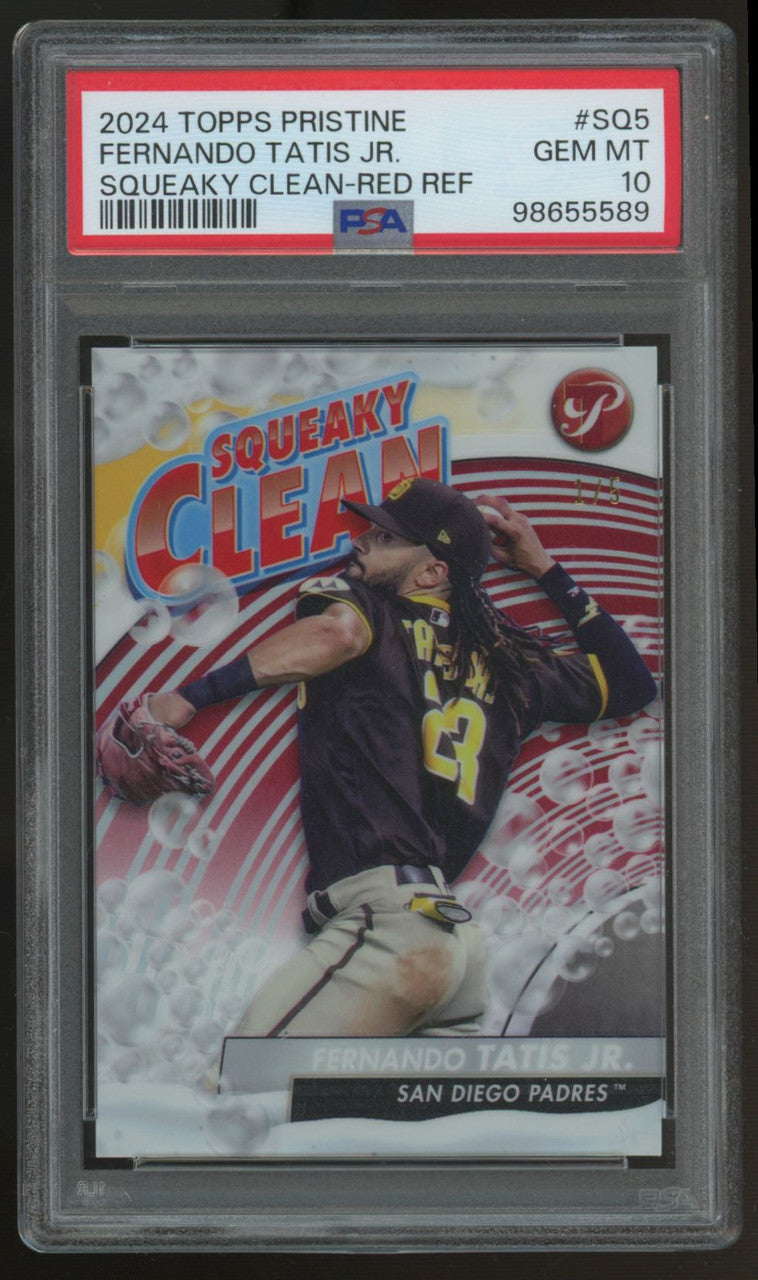 2024 Topps Pristine Fernando Tatis Jr Squeaky Clean Red Refractor /5 #SQ5 PSA 10