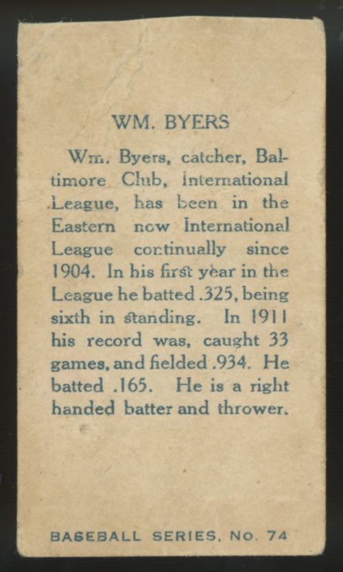 1912 C46 Imperial William Byers #74 Poor