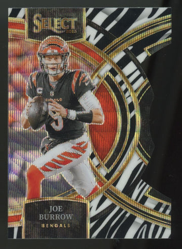 2023 Panini Select Joe Burrow Premier Zebra Prizm Die-Cut SSP #165