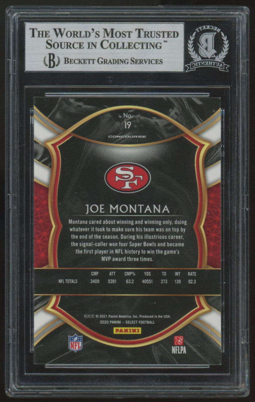2020 Panini Select Joe Montana Concourse Signed Auto BGS Authentic #19