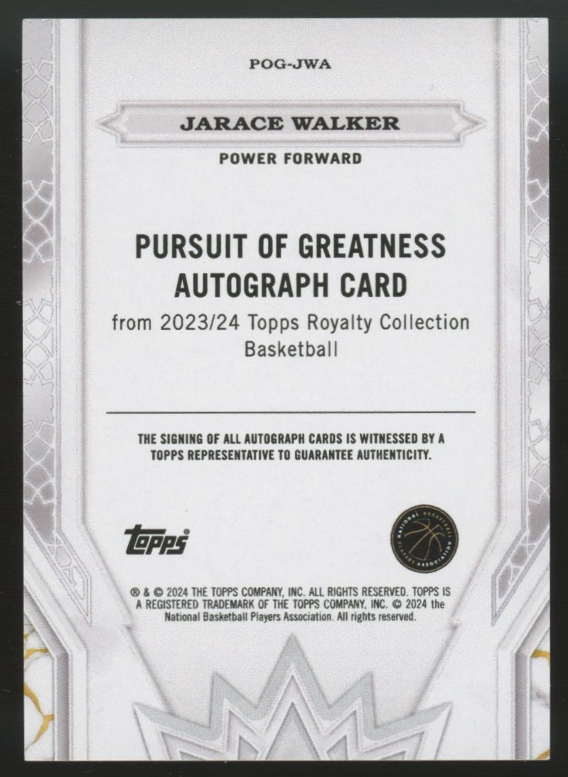 2023/24 Topps Royalty Jarace Walker RC Pursuit of Greatness Auto /25 #POG-JWA