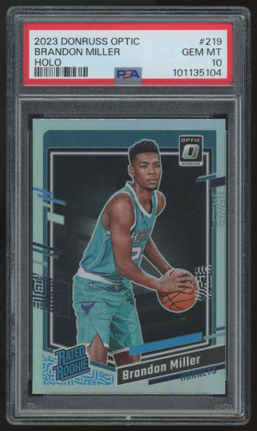 2023-24 Donruss Optic Brandon Miller RC Rated Rookie Holo #219 PSA 10