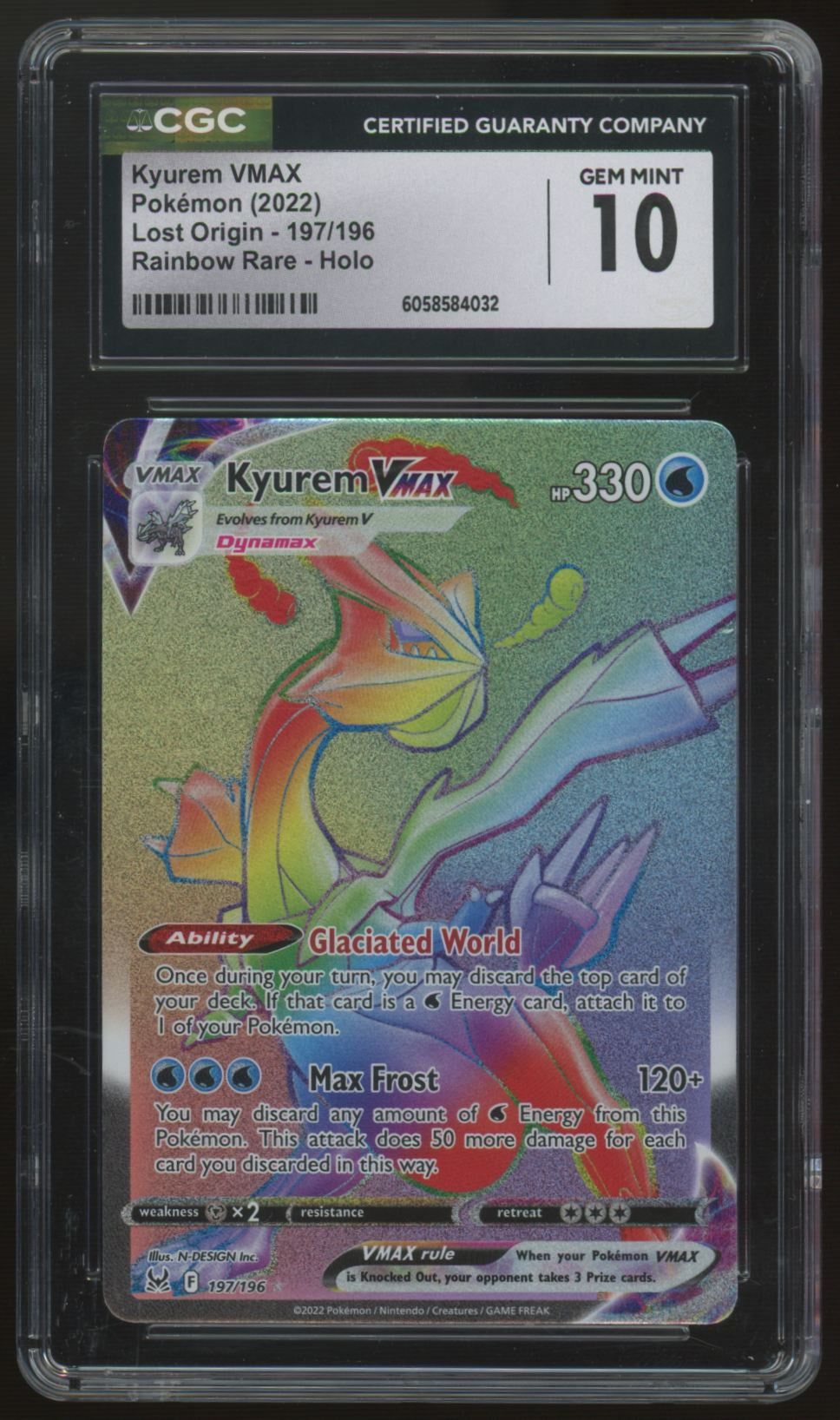 2022 Pokemon Kyurem VMAX Lost Origin Secret #197 CGC 10