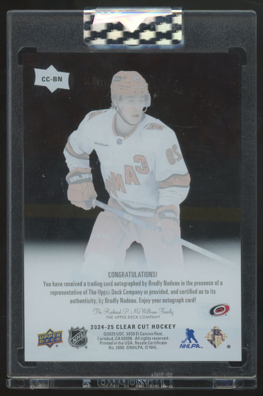 2024-25 Upper Deck Clear Cut Bradly Nadeau RC Auto #CC-BN