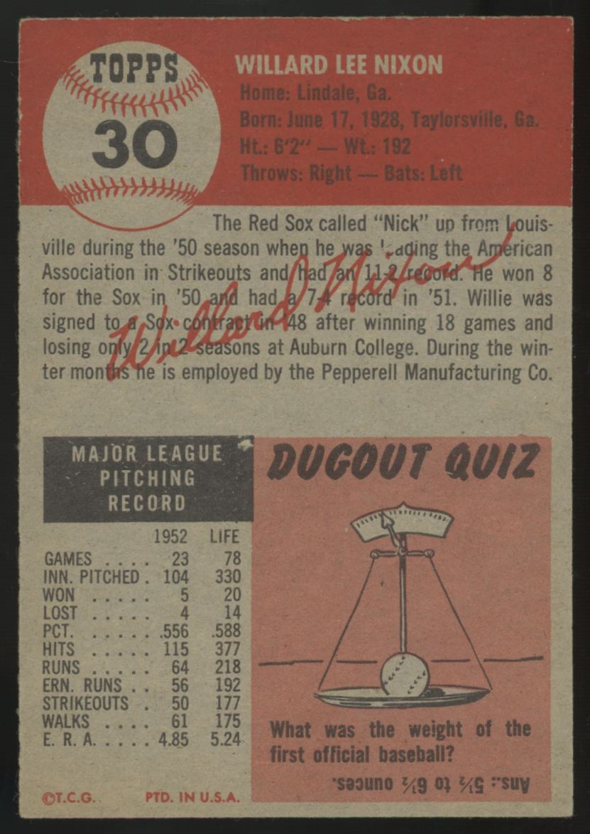 1953 Topps Willard Nixon #30 NM