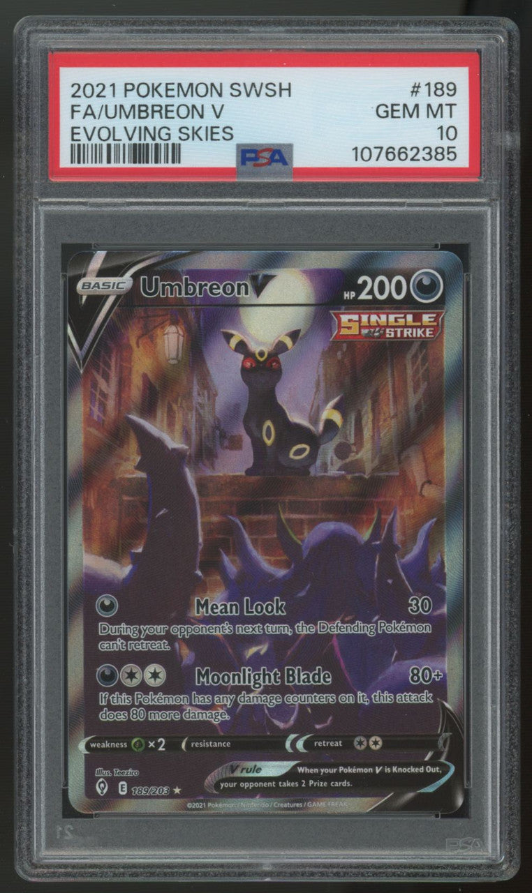 2021 Pokemon Umbreon V Evolving Skies Full Art #189 PSA 10 (B)