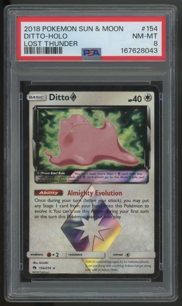 2018 Pokemon Ditto Prism Star Lost Thunder Holo #154 PSA 8 (B)