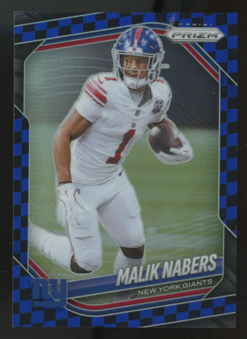 2025 Panini Prizm Malik Nabers Blue & Black Checker #206