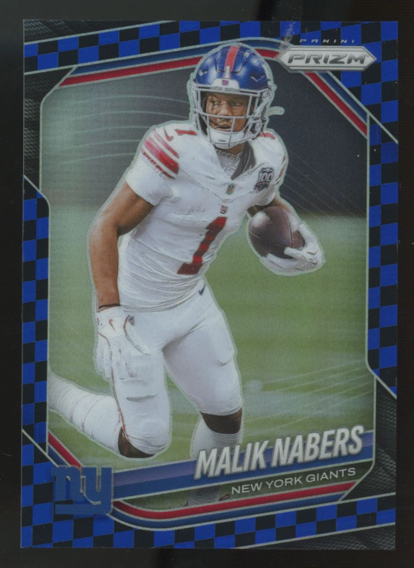 2025 Panini Prizm Malik Nabers Blue & Black Checker #206