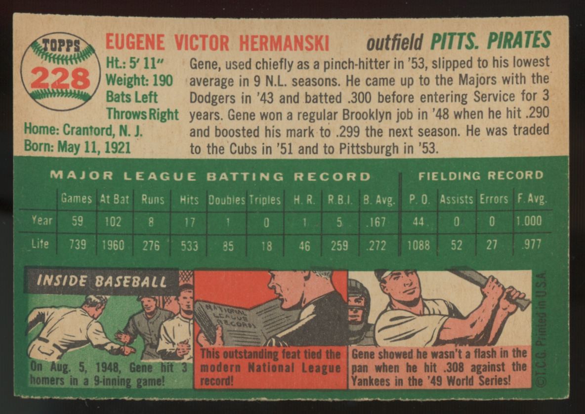 1954 Topps Gene Hermanski #228 NM