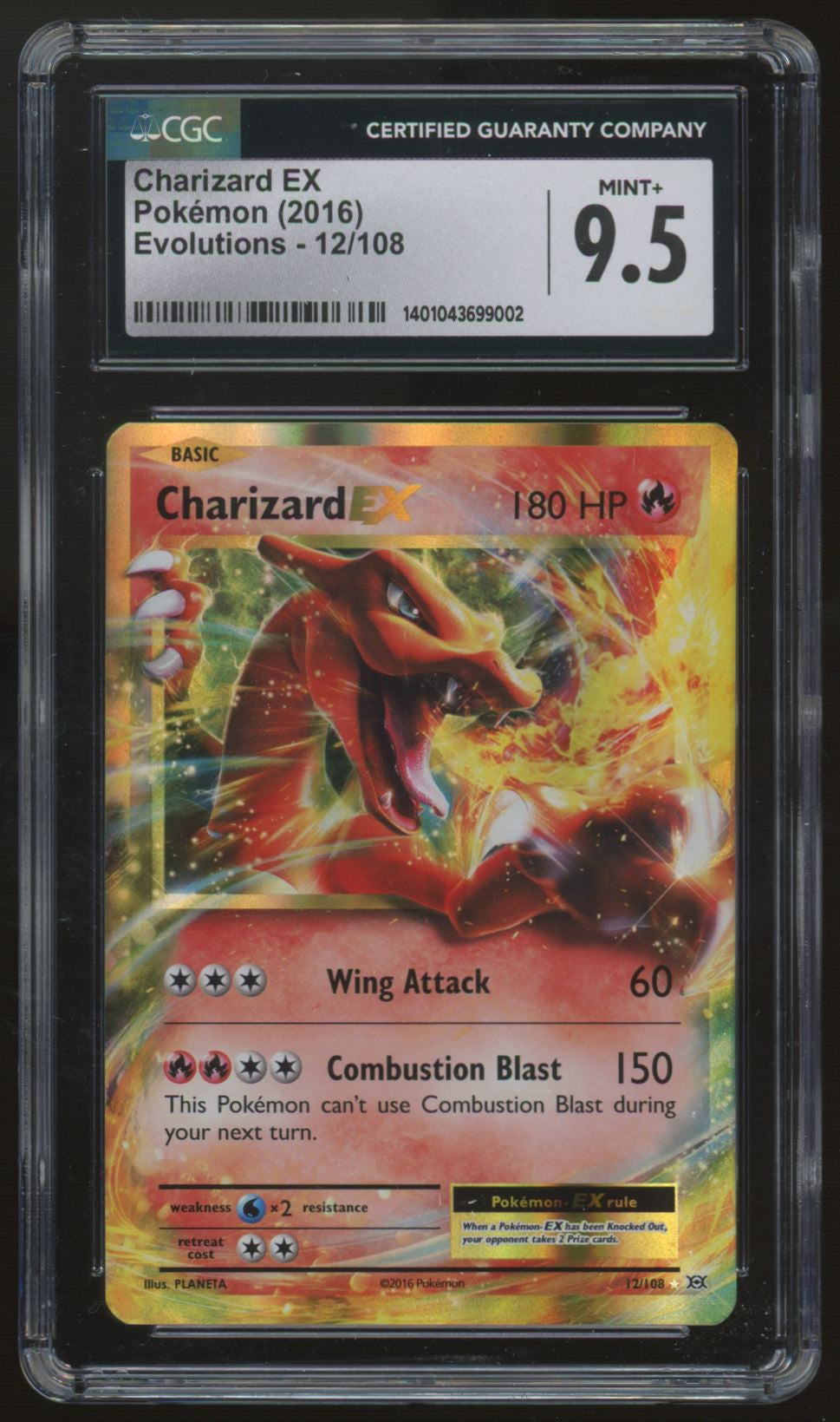 2016 Pokemon Charizard EX Evolutions Holo #12 CGC 9.5