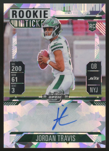 2024 Contenders Optic Jordan Travis RC Auto Rookie Ticket Silver Ice /22 #105