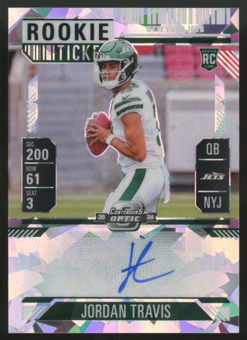 2024 Contenders Optic Jordan Travis RC Auto Rookie Ticket Silver Ice /22 #105
