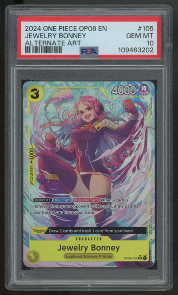 2024 One Piece Jewelry Bonney OP08 Alt Art #105 PSA 10