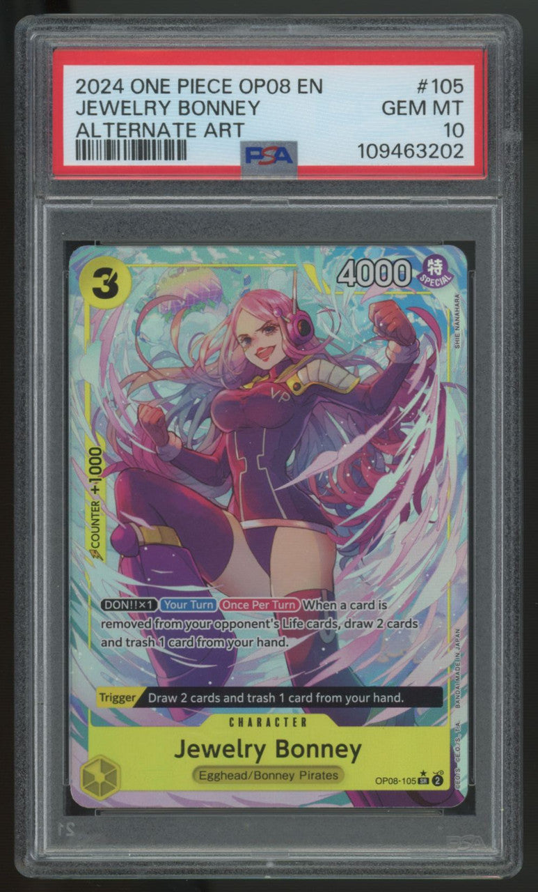2024 One Piece Jewelry Bonney OP08 Alt Art #105 PSA 10