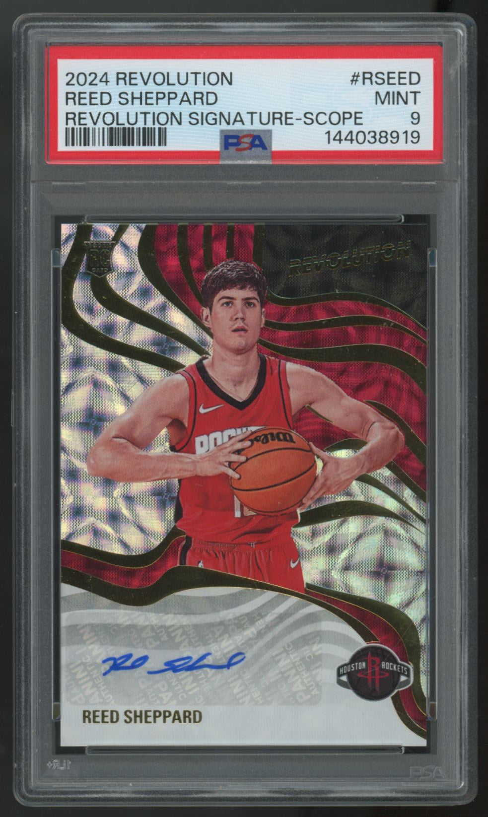 2024-25 Panini Revolution Reed Sheppard RC Scope Auto /20 #RS-EED PSA 9
