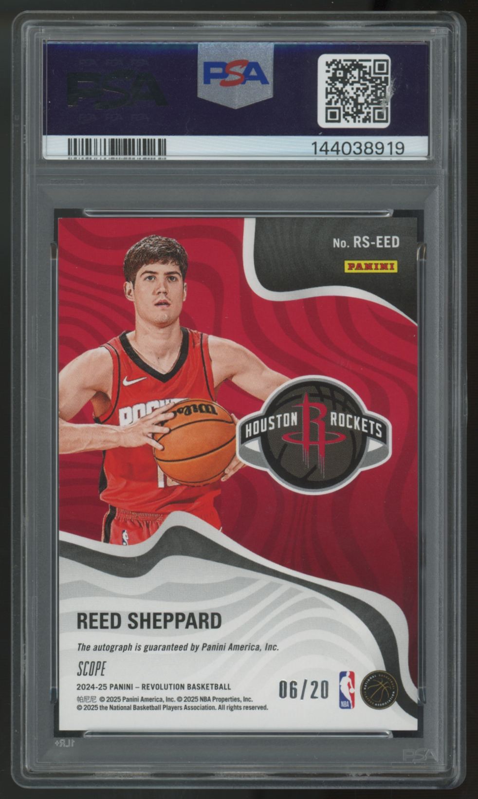 2024-25 Panini Revolution Reed Sheppard RC Scope Auto /20 #RS-EED PSA 9
