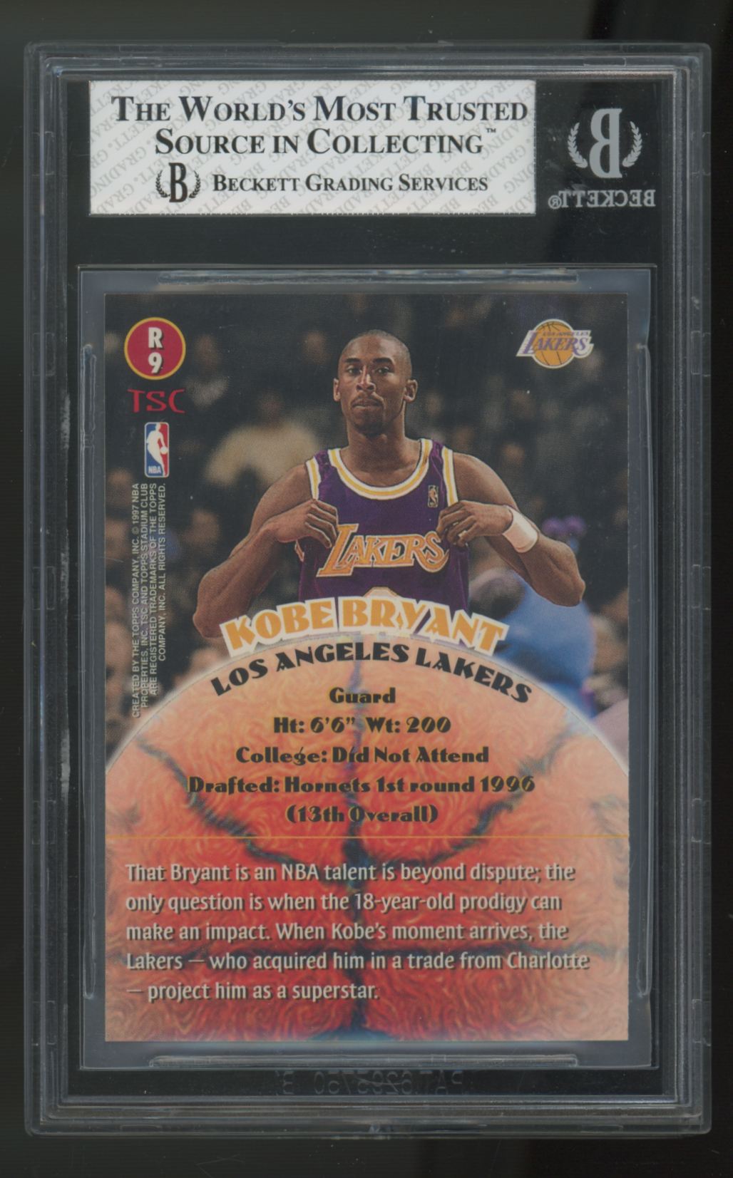 1996-97 Topps Stadium Club Kobe Bryant RC Rookies 2 #R9 BGS 8