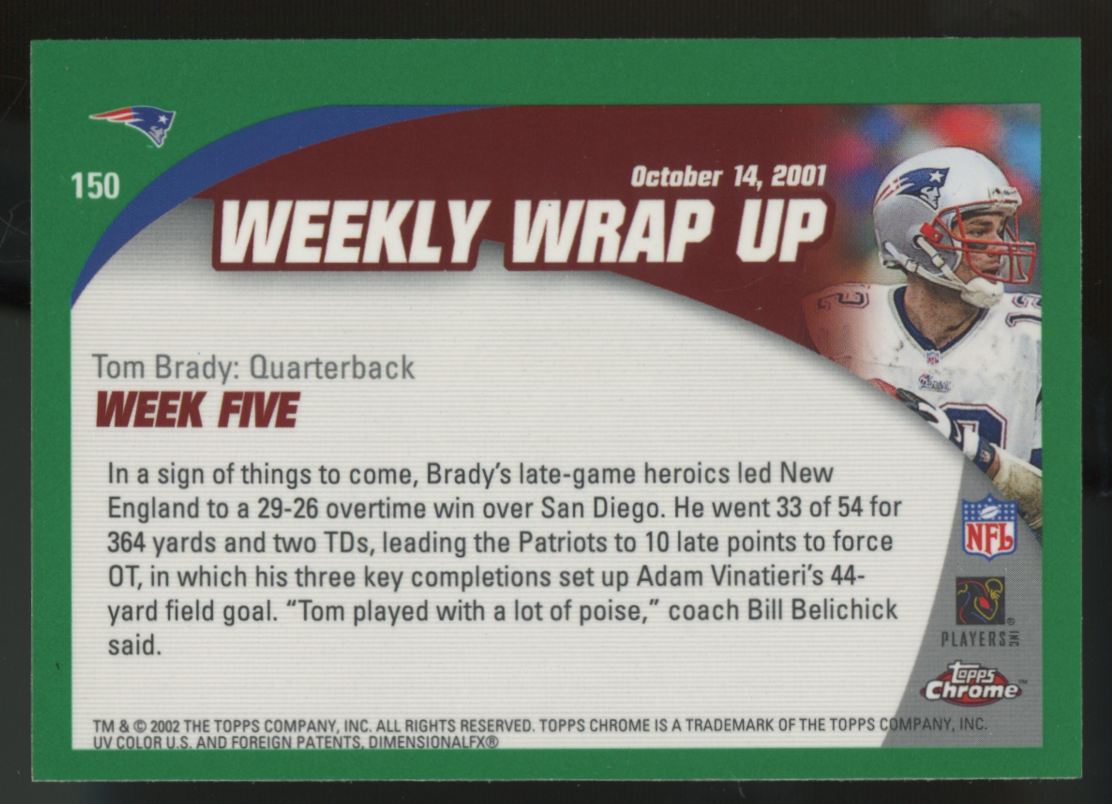 2002 Topps Chrome Tom Brady Weekly Wrap Up #150