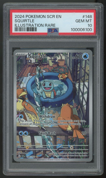 2024 Pokemon Squirtle Stellar Crown Illustration Rare #148 PSA 10 (B)