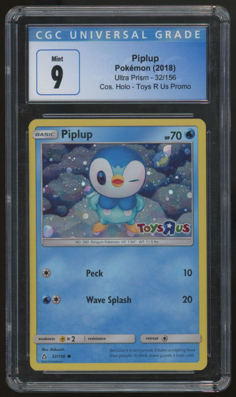 2018 Pokemon Piplup Ultra Prism Toys R Us Holo Promo #32 CGC 9