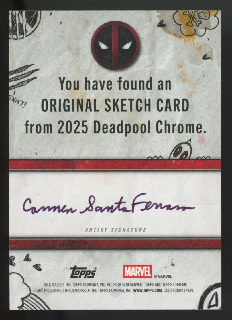 2025 Topps Chrome Deadpool The Blob / Carmen SantaFerrara Jr Sketch Card 1/1