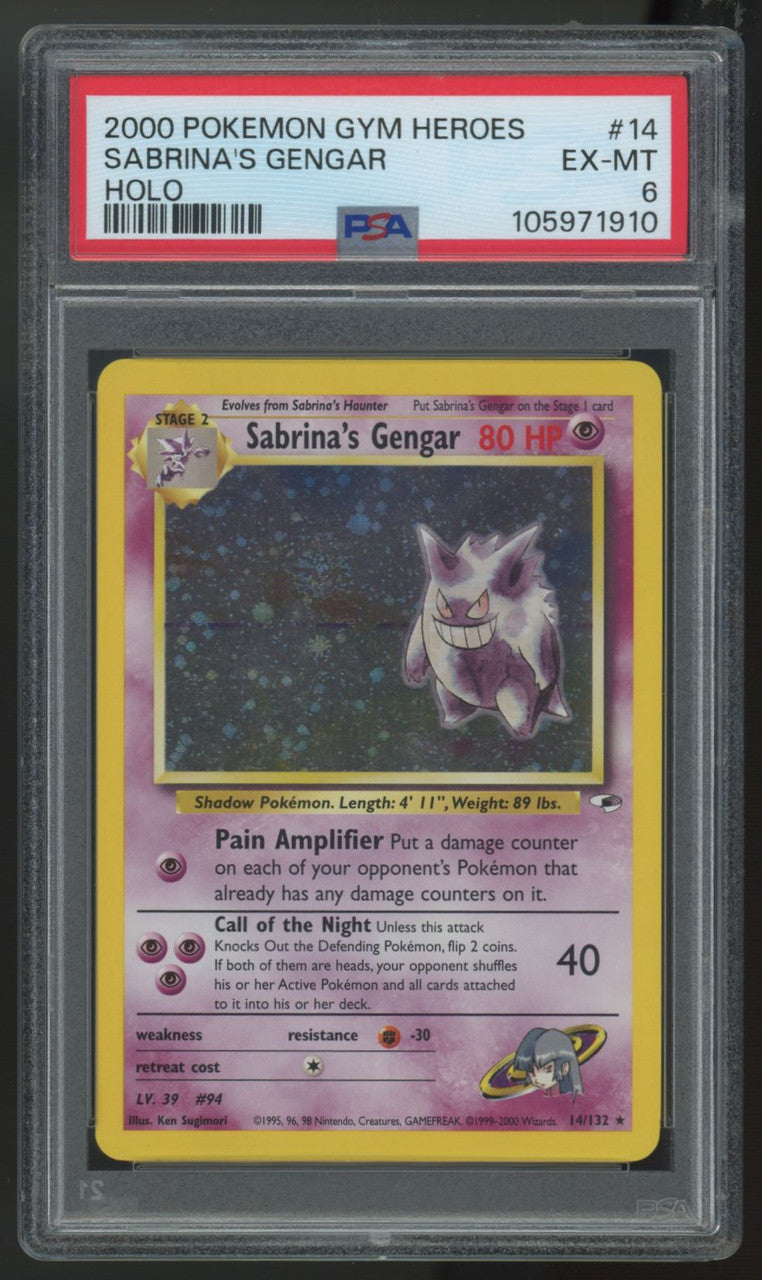 2000 Pokemon Sabrina's Gengar Gym Heroes Holo #14 PSA 6