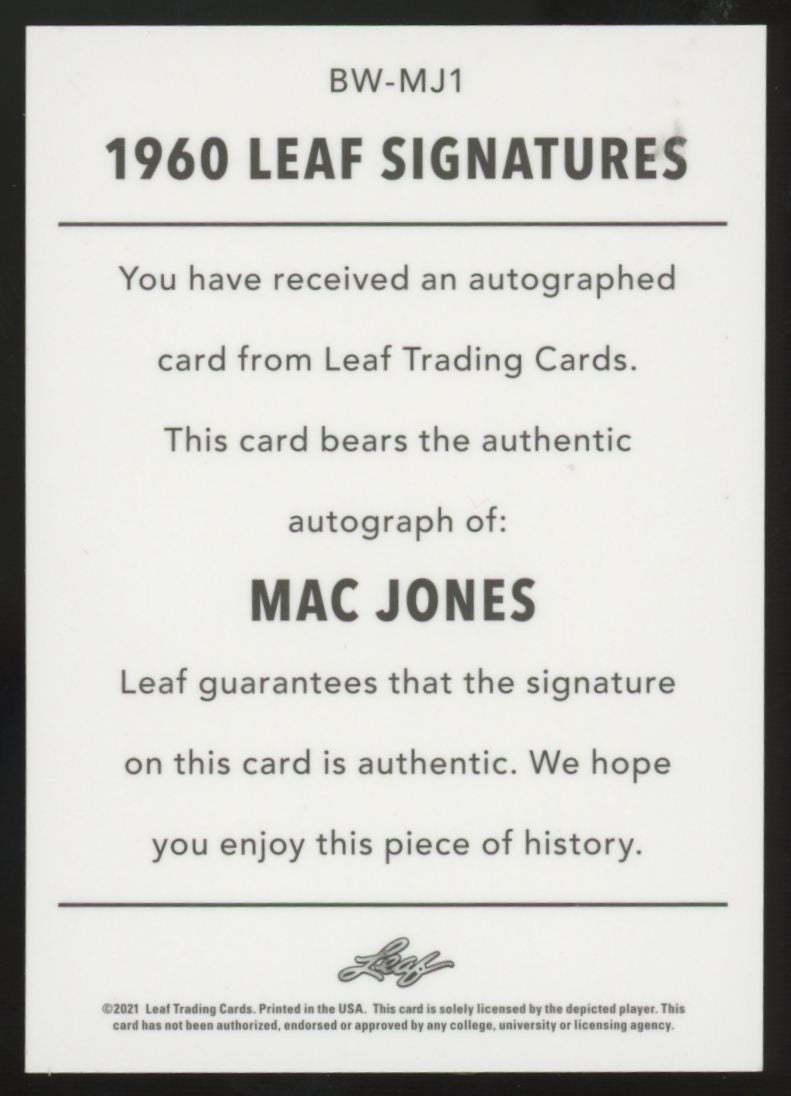 2021 Leaf Mac Jones RC Purple 1960 Auto /30 #BW-MJ1