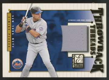 2002 Donruss Elite Mike Piazza/Carlton Fisk Throwback Threads Dual Patch /50