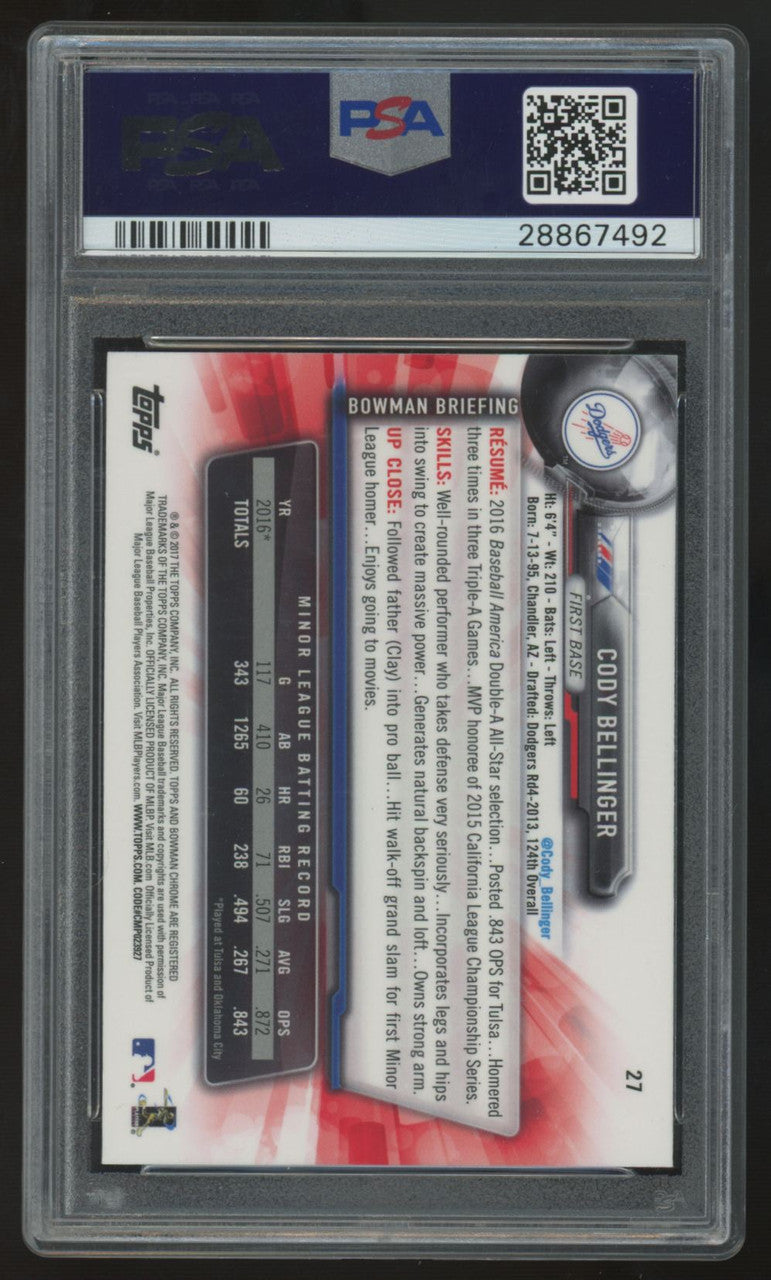 2017 Bowman Chrome Cody Bellinger RC #27 PSA 10
