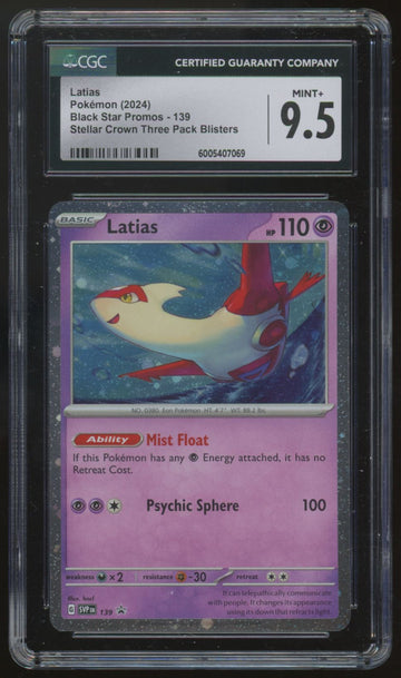 2024 Pokemon Latias Stellar Crown Three Pack Promo #139 CGC 9.5
