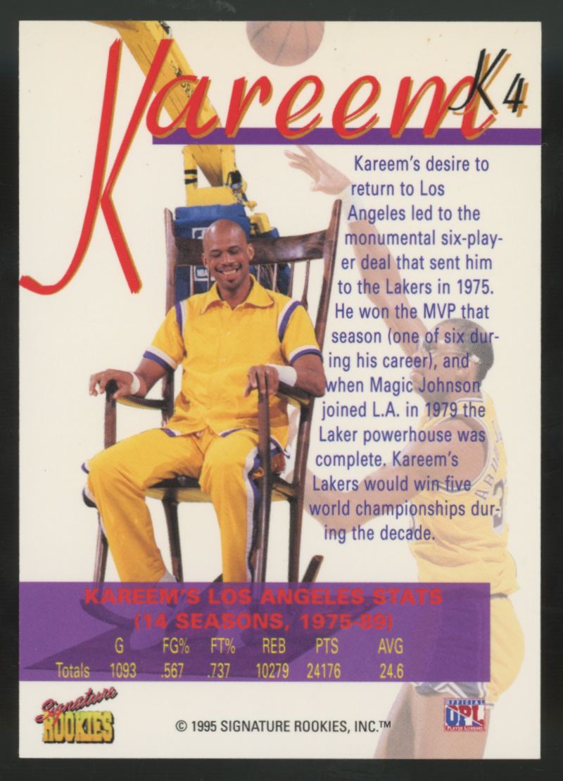 1995-96 Signature Rookies Kareem Abdul Jabar Auto #K4