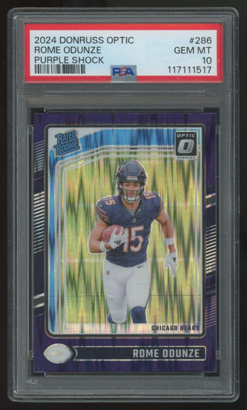 2024 Donruss Optic Rome Odunze RC Rated Rookie Purple Shock #286 PSA 10