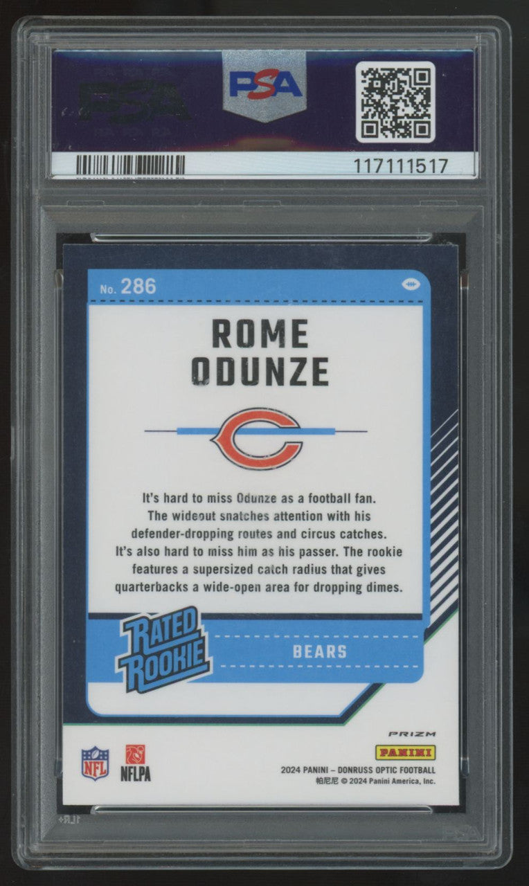 2024 Donruss Optic Rome Odunze RC Rated Rookie Purple Shock #286 PSA 10