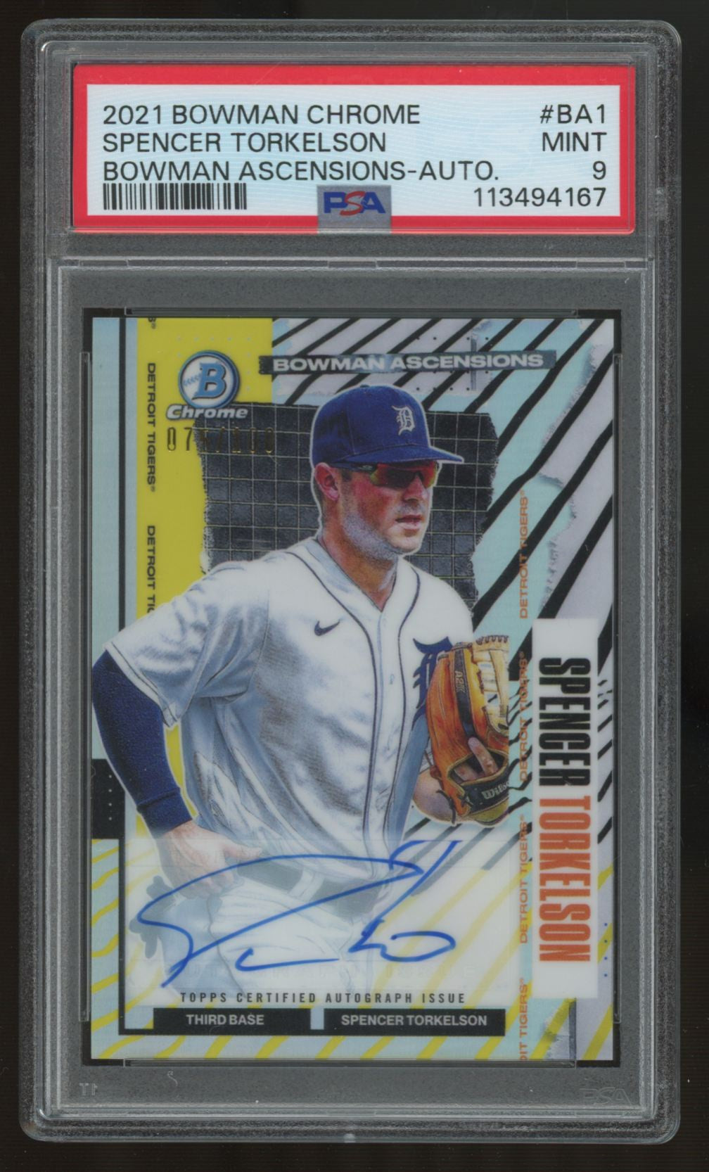 2021 Bowman Chrome Spencer Torkelson Ascensions Auto /100 #BA-1 PSA 9