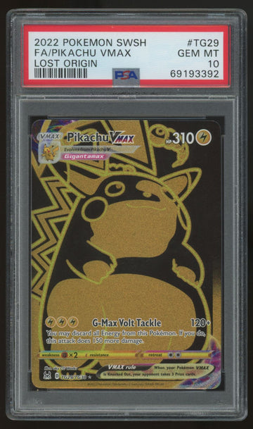 2022 Pokemon Pikachu VMAX Lost Origin Full Art #TG29 PSA 10
