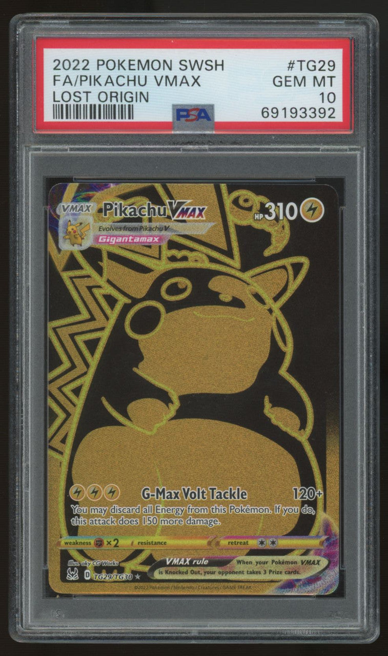 2022 Pokemon Pikachu VMAX Lost Origin Full Art #TG29 PSA 10