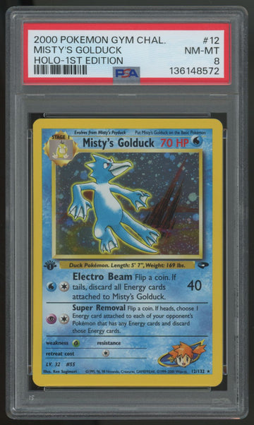 2000 Pokemon Misty's Golduck Gym Challenge 1st Edition Holo #12 PSA 8
