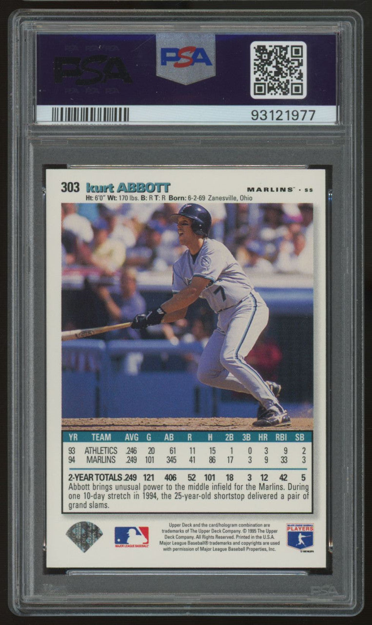 1995 UD Collector's Choice Kurt Abbott Gold Signature #303 PSA 10