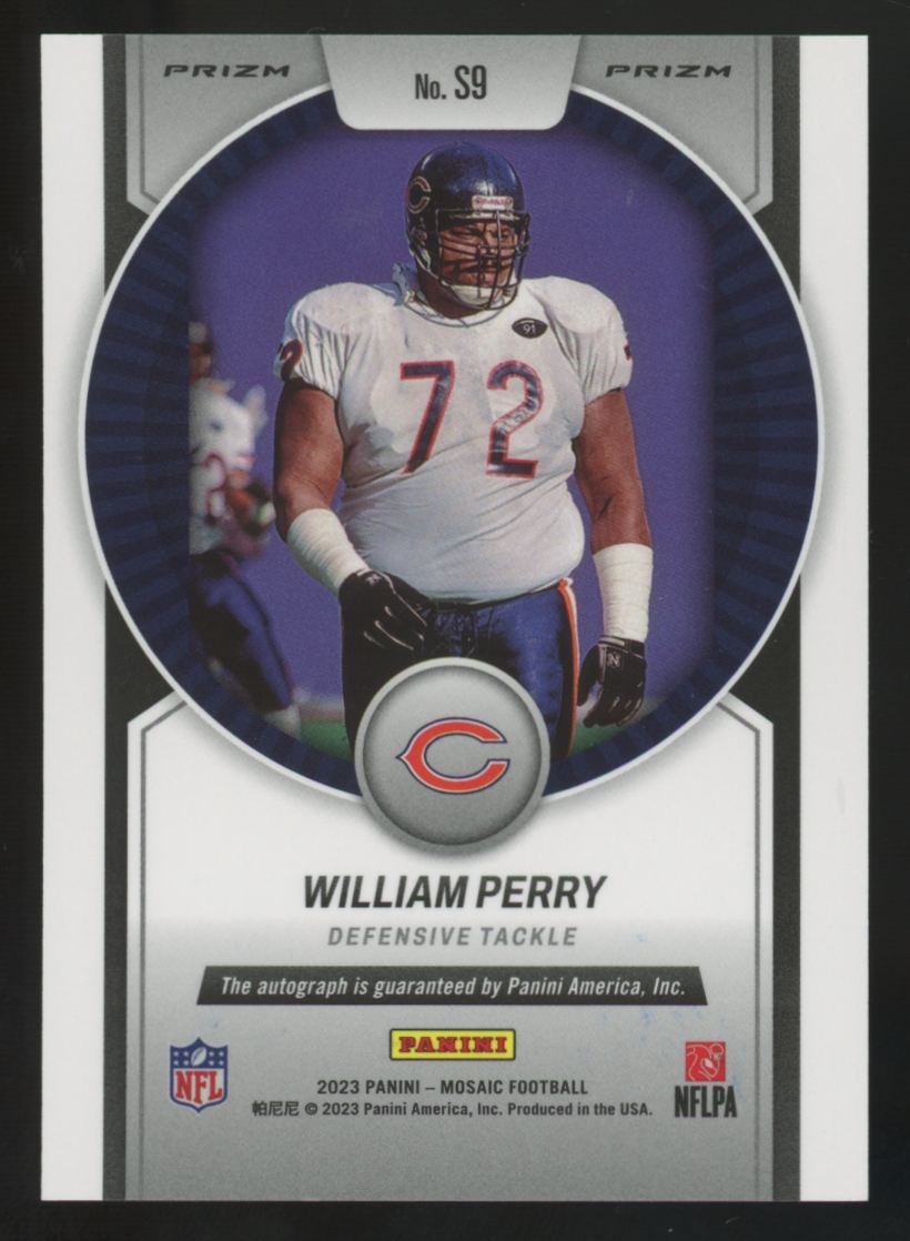 2023 Panini Mosaic William Perry Blue No Huddle Scripts Auto #S9