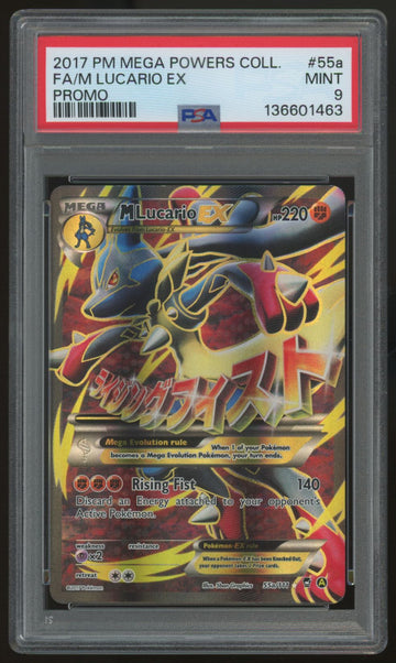 2017 Pokemon M Lucario EX Mega Powers Full Art Promo #55a PSA 9 (B)