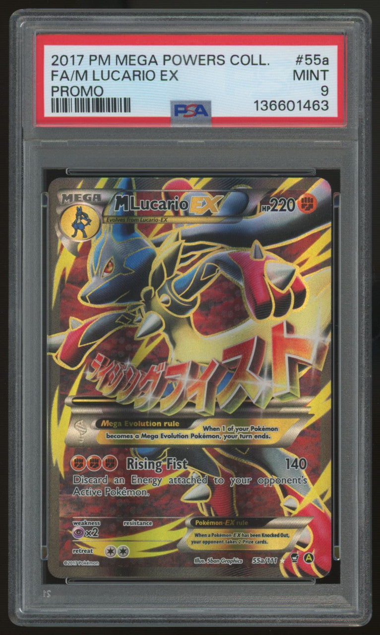 2017 Pokemon M Lucario EX Mega Powers Full Art Promo #55a PSA 9 (B)