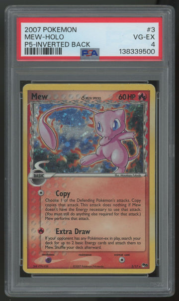2007 Pokemon Mew Pop Series 5 Inverted Back Holo #3 PSA 4