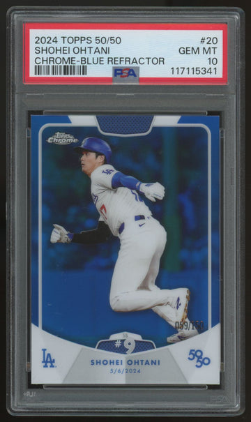 2024 Topps 50/50 Shohei Ohtani Chrome Blue Refractor /150 #20 PSA 10
