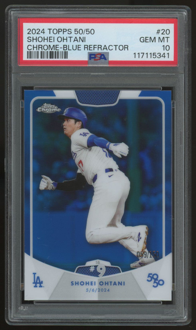 2024 Topps 50/50 Shohei Ohtani Chrome Blue Refractor /150 #20 PSA 10