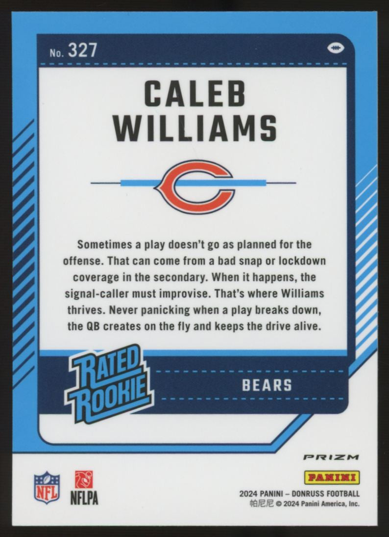 2024 Donruss Optic Preview Caleb Williams Rated Rookie Red Wave #327 "B"