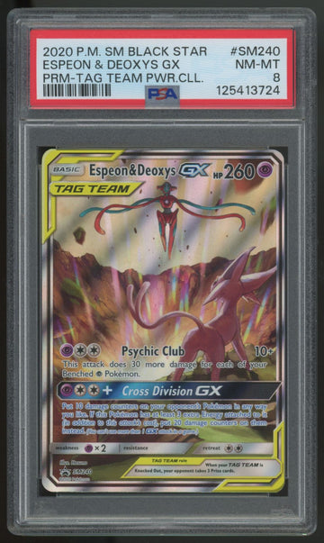2020 Pokemon Espeon & Deoxys GX Tag Team Promo #SM240 PSA 8