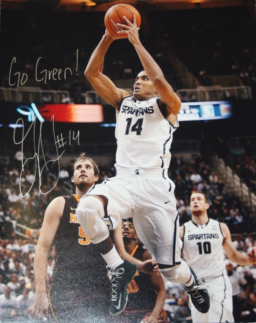 Gary Harris Michigan State Spartans NCAA 16x20 Inscribed Autographed Photograph - White Jersey