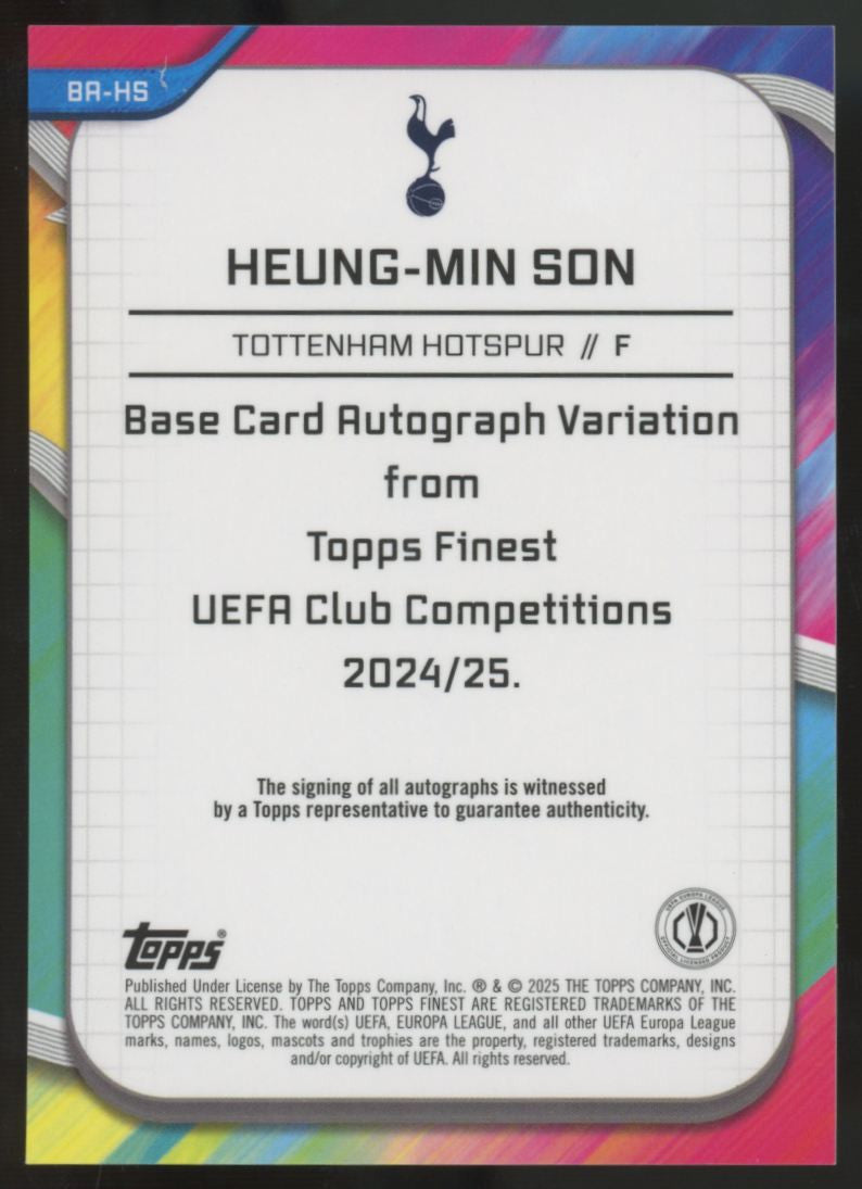 2024-25 Topps Finest UEFA Club Heung-Min Son Gold Auto Variation /50 #BA-HS