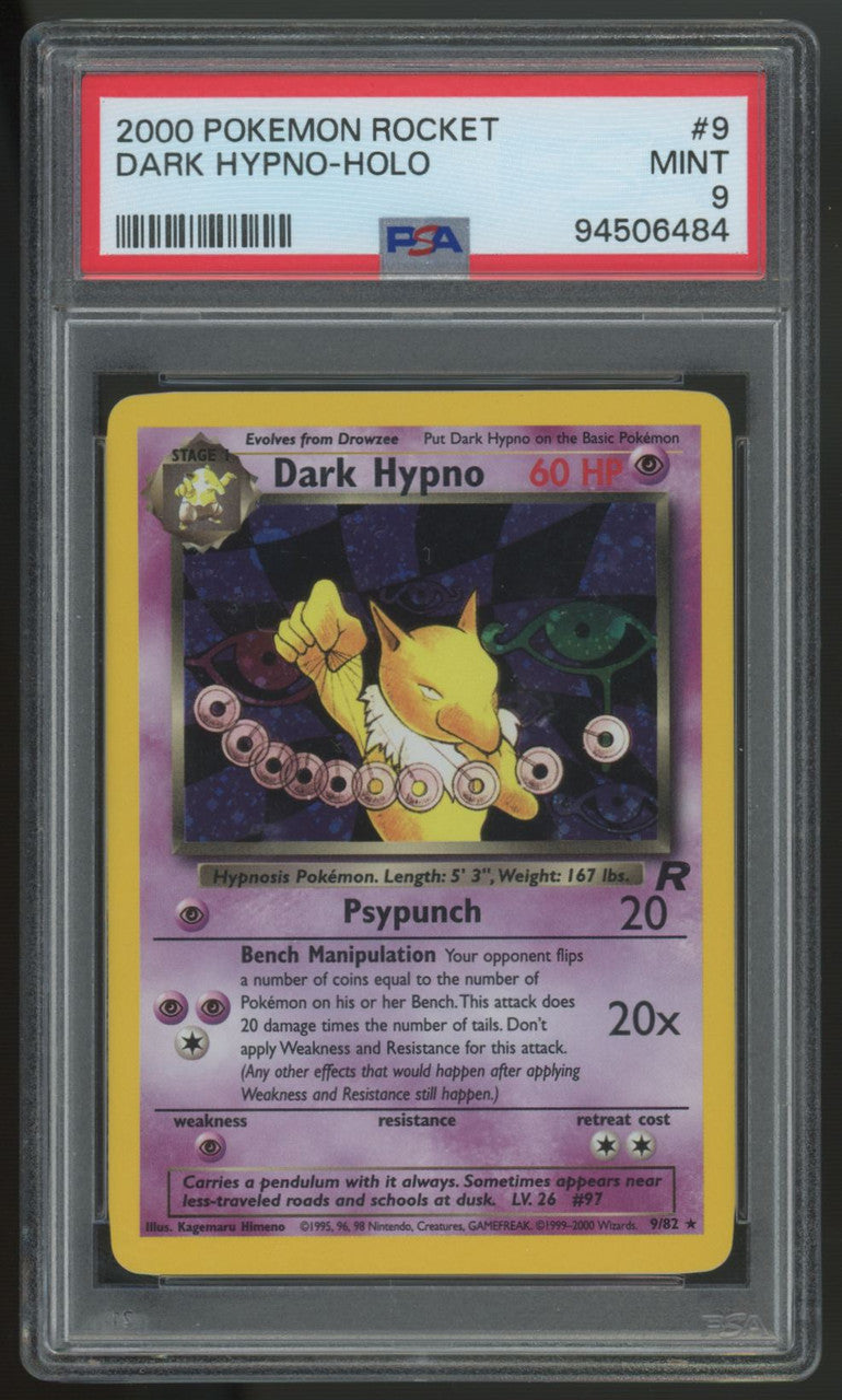 2000 Pokemon Dark Hypno Team Rocket Unlimited Holo #9 PSA 9